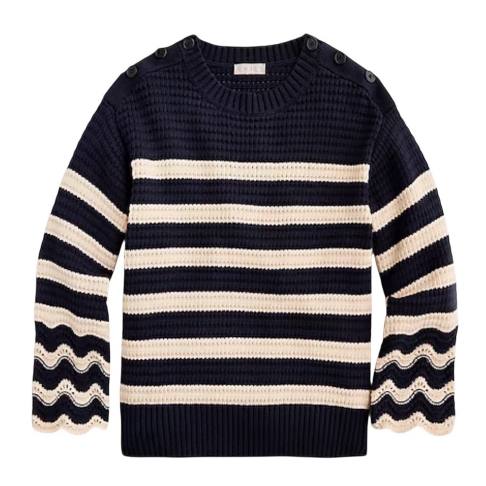 J. Crew - Textured Crewneck Pullover Stripped Nautical Sweater Sz S